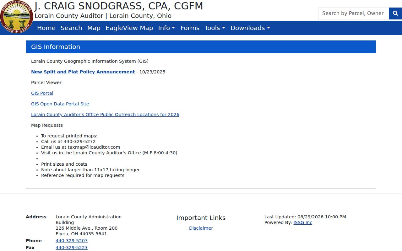 Avon neighbors screenshot of the Lorain County GIS and Tax Map gateway