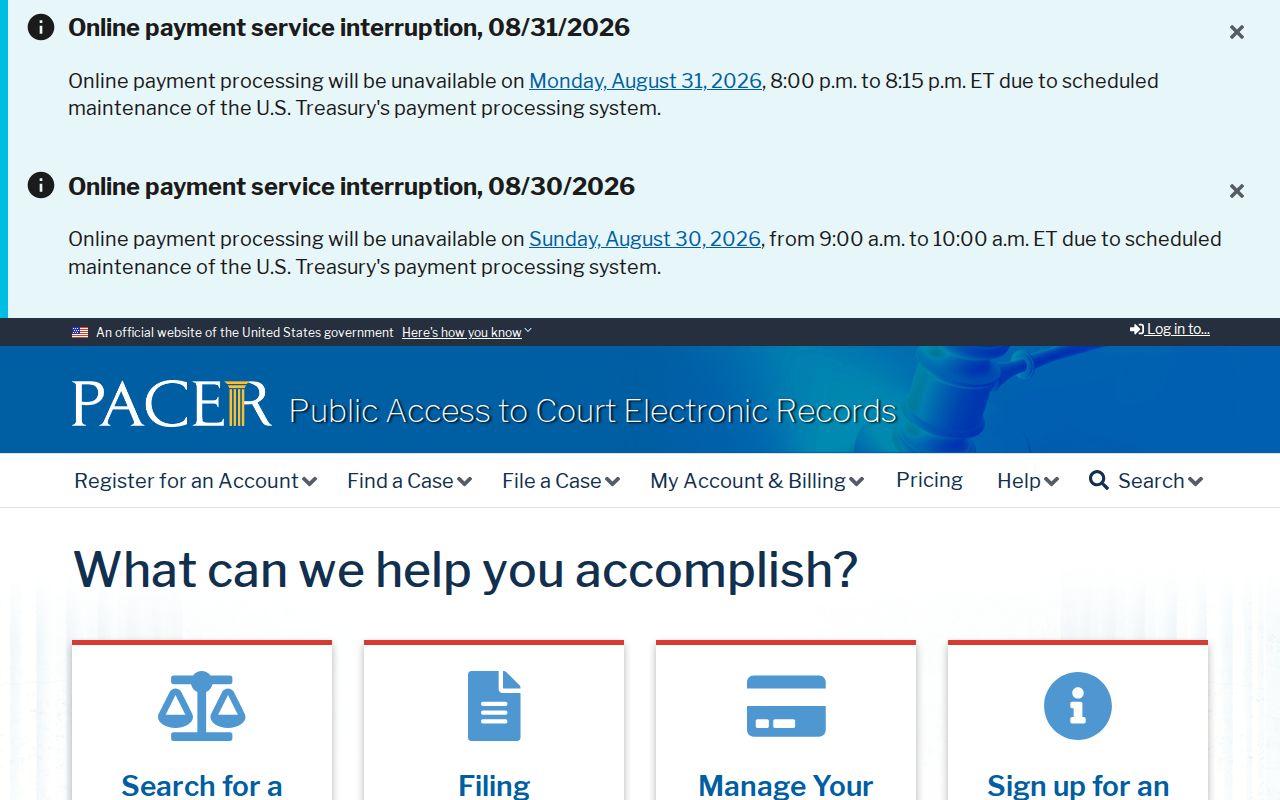 Avon residents directory PACER federal court access