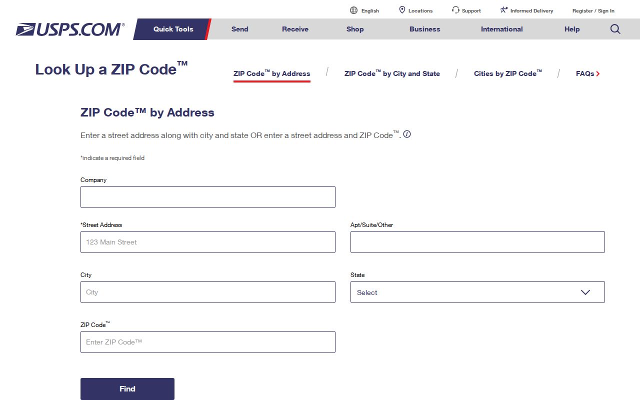Avon ZIP code directory reference showing the USPS address lookup